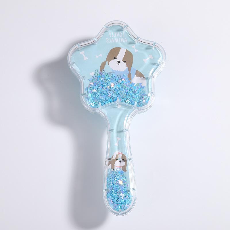 2023 New Cartoon Quicksand Comb with Glitter and Foam Hair Cushion Massage Comb for Cosmetic Styling
