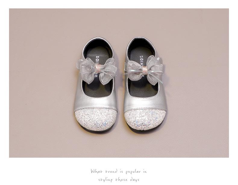 Wuma Mädchen Prinzessin Schleife Pailletten Leder Schuhe - Frühjahr/Herbst Kollektion 2025
