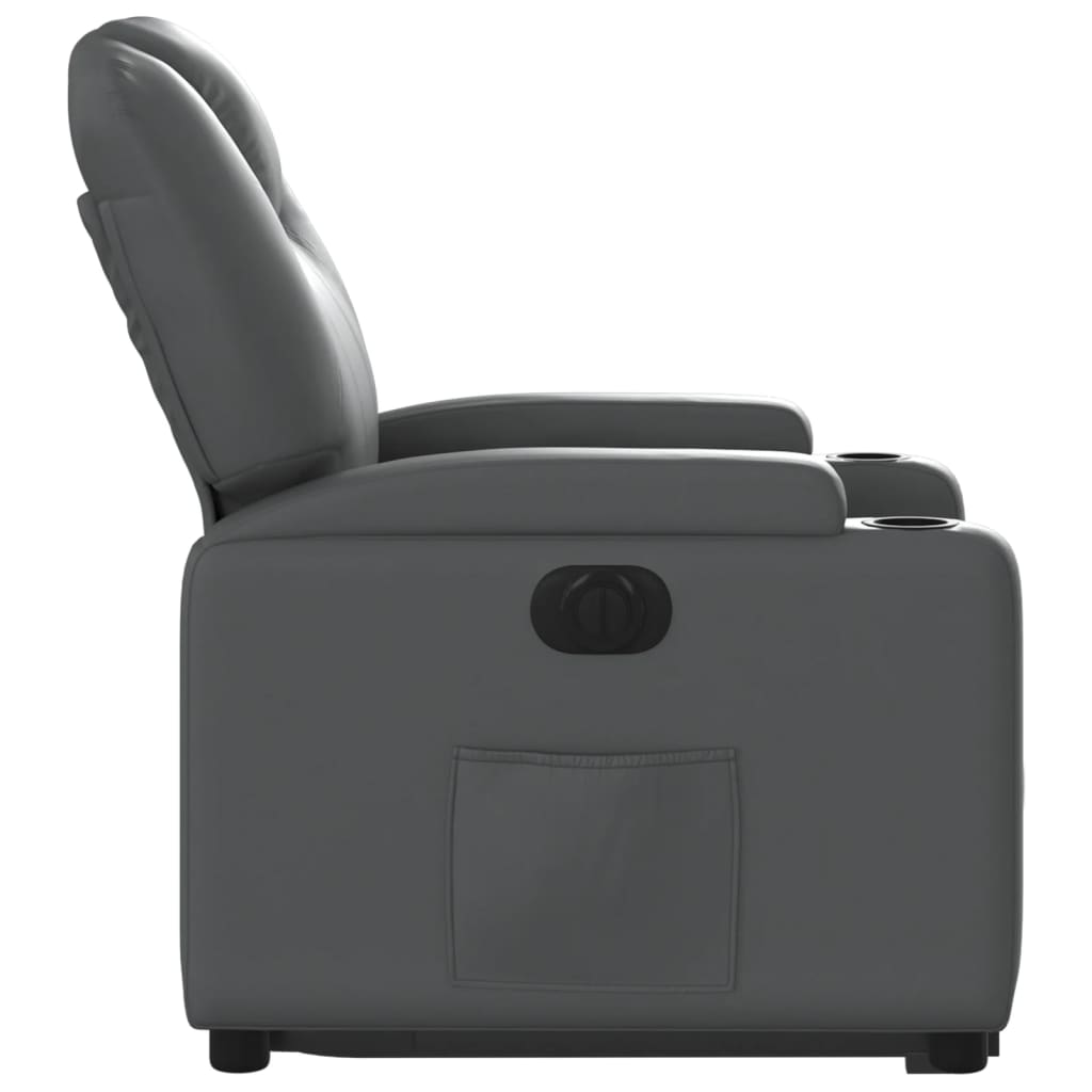 Electric Recliner Chair with Rising Function Gray Faux Leather