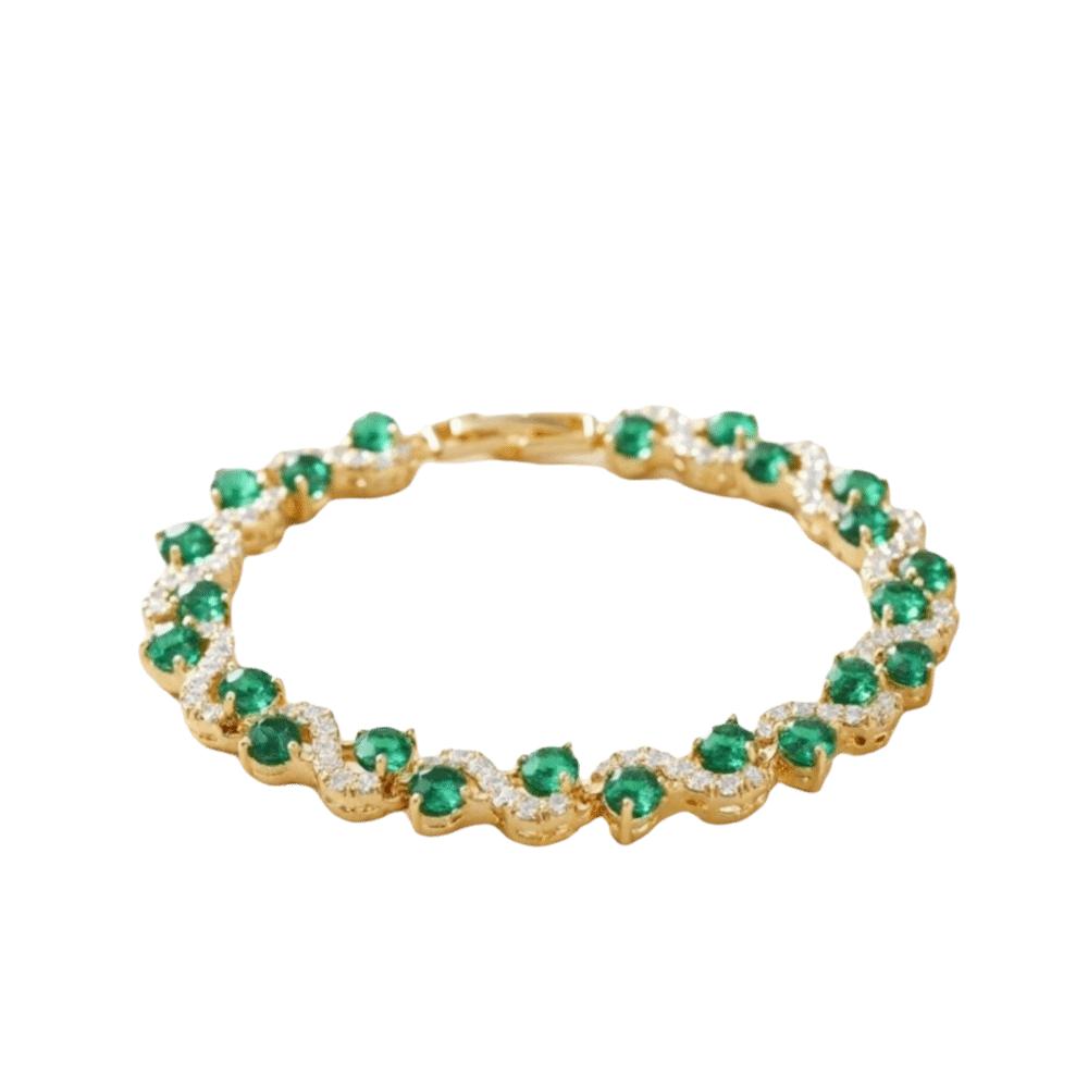 Gold Plated Zircon Cross Hand Chain Zinc Zinc Alloy Fashion Jewelry Special Occasions зелёный