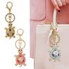 Keychain Sparkling Rhinestones Inlaid Turtle Design Keychain Pendant Enamel Oil Drip Process Spring Buckle Key Holder Car Key Bag Accessory