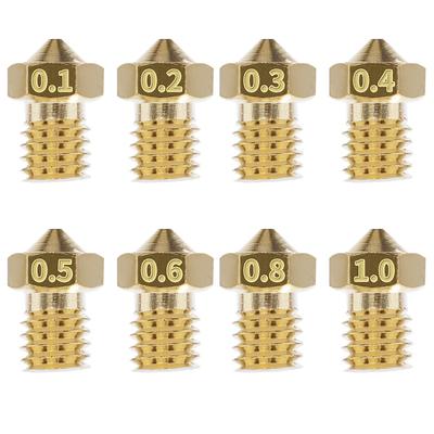 1 Piece 0.1mm / 0.2mm / 0.3mm / 0.4mm / 0.5mm / 0.6mm / 0.8mm / 1.0mm Extruder Brass Nozzle Fit for E3D V5 V6 Hotend / 1.75mm Filament 3D Printer