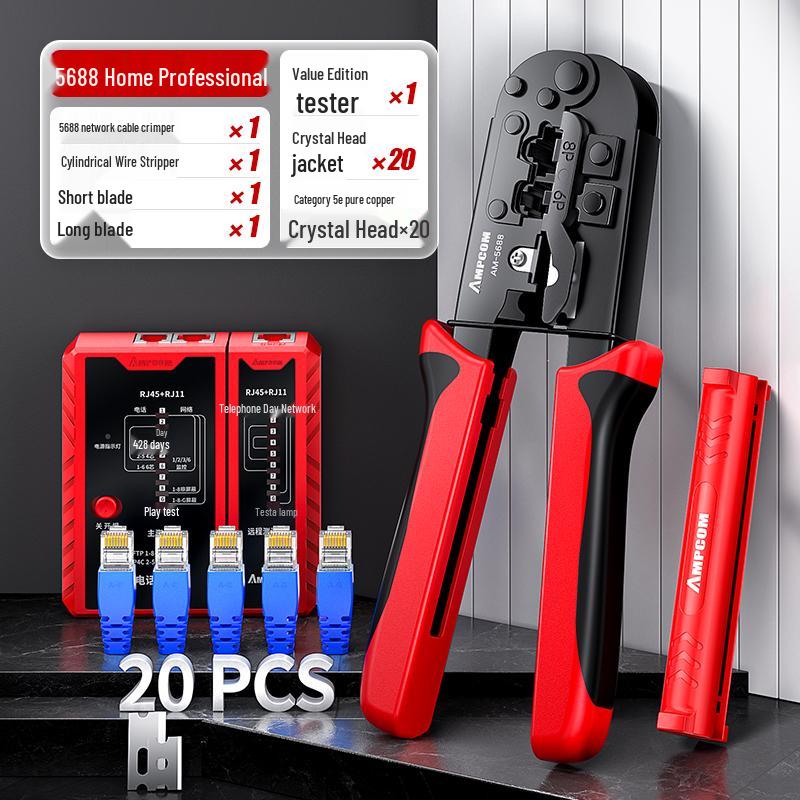 Clește de sertizat profesional pentru cablu de rețea cu capăt Crystal cu conectori cu 5, 6, 7 găuri traversante