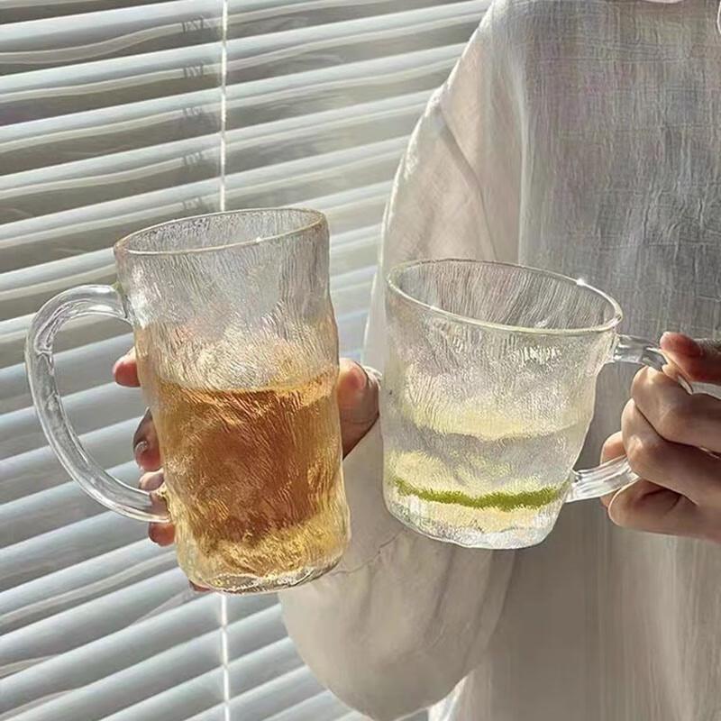 Japanese Style Glacier Glass Handle Mug