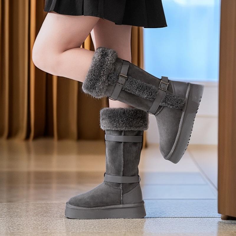 Long Snow Boots 2025 Winter New Flip Big Northeast Thick-soled Cotton Shoes Women's Non-slip Super Fire Warm Short Boots
