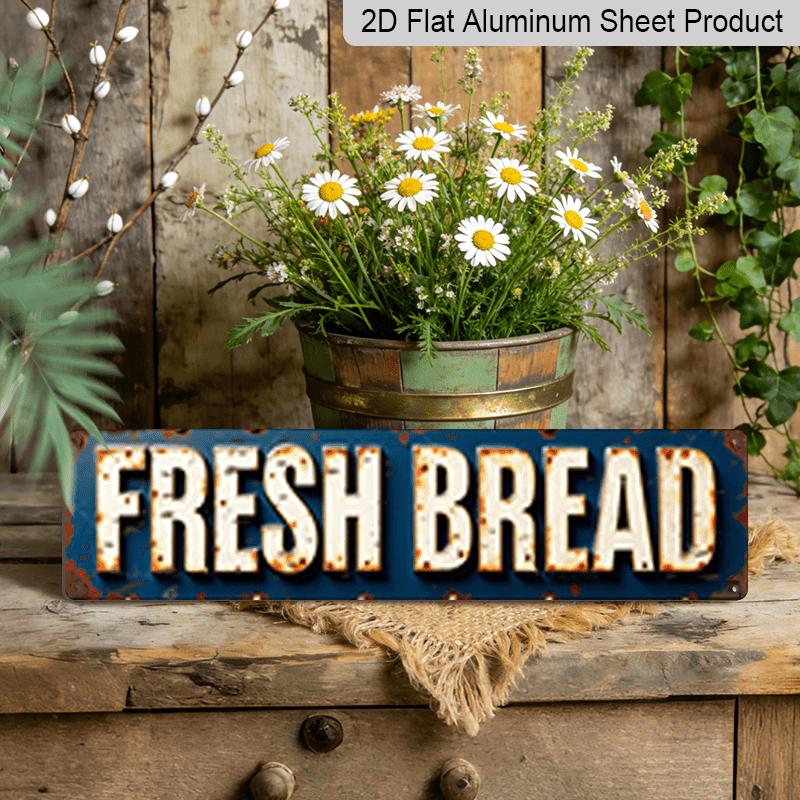 

2D Flat, 1pc, 3.94 X 15.74 Inches Aluminum Decorative Sign - Rustic Fresh Bread License Plate Style Metal Wall Art - Waterproof Weatherproof Aluminum 40cm x 10cm
