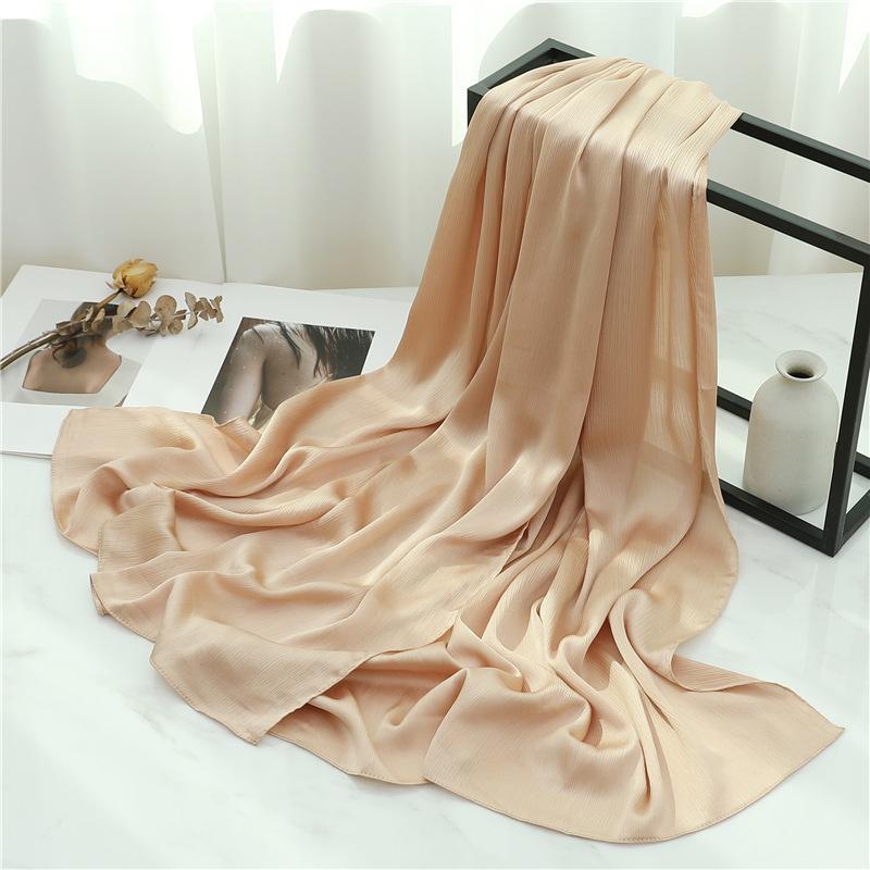 Headscarf Solid color silk scarf Basic versatile scarf Women's smooth crepe travel scarf Xizang travel shawl