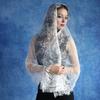 Eleganter spanischer Spitzen-Mantilla-Schleier für die katholische Kirche, Vintage-Kopfbedeckung für die lateinische Messe, gefranster Blumenschleier, Kopftuch