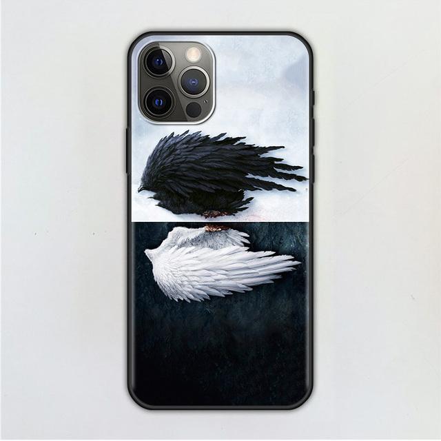 

Чехол для мобильного телефона с крыльями ангела для Iphone 14 12 Mini 11 Pro X Xs Max Xr 8 7 6 6s Plus, черный силиконовый чехол из ТПУ Fundas For iPhone 11Pro Max