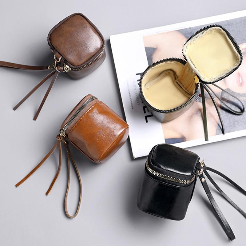 Wax Genuine Skin Coin Purse Square Lipstick Headphone Small Bags Storage Bags Mini Bag Travel Purses Cute Keychain Bag for Women
