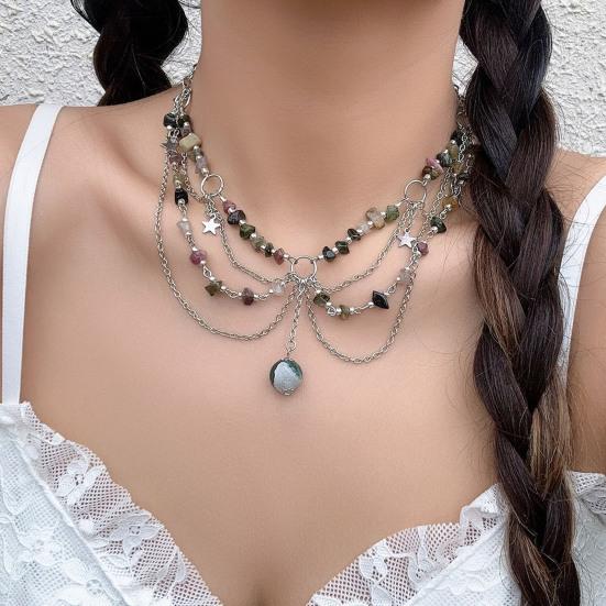 Women Necklace Multi Layer Chain Imitation Pearls Decor Butterflies Charm Choker Necklace Adjustable Length Neck Jewelry
