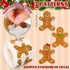 500pcs Christmas Glittery Golden & Gingerbread for Man Stickers Roll | For Gift Wrapping, Cards, Envelopes & Party Decorations