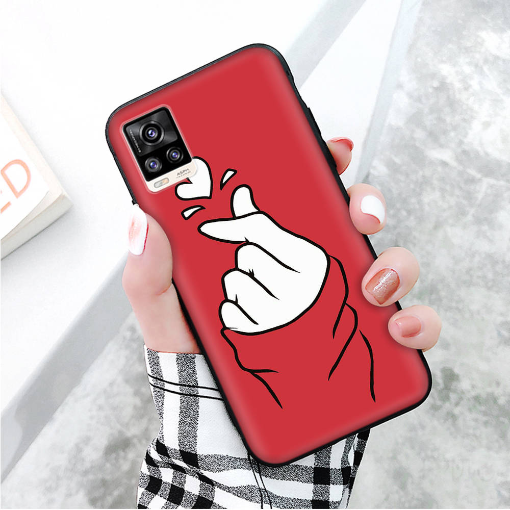 Black Case for Xiaomi Redmi 13C Note 9 iPhone XR 7 8 14 15 11 12 13 X XS Pro Max Samsung A25 S23 S24 FE Ultra Plus Finger Love
