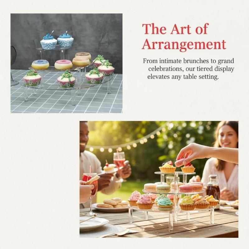 3-stöckige Acryl-Klar-Display-Ständer Halbkreis-Cupcake-Ständer für Desserts Veranstaltung Heimparty Geschäft Schaufenster Stufen