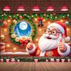 Festive Banner Green Pine Santa Claus Banner Winter Banner Bell For Family Party Winter Festival Indoor Celebration