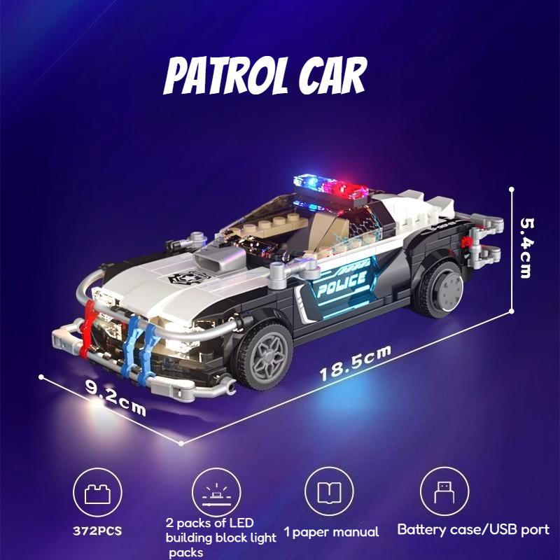 

Cyberpunk Series Assembled Patrol Police Car Model Ornaments Assembled Toys Entry-Level Cool Construction Block Car no box