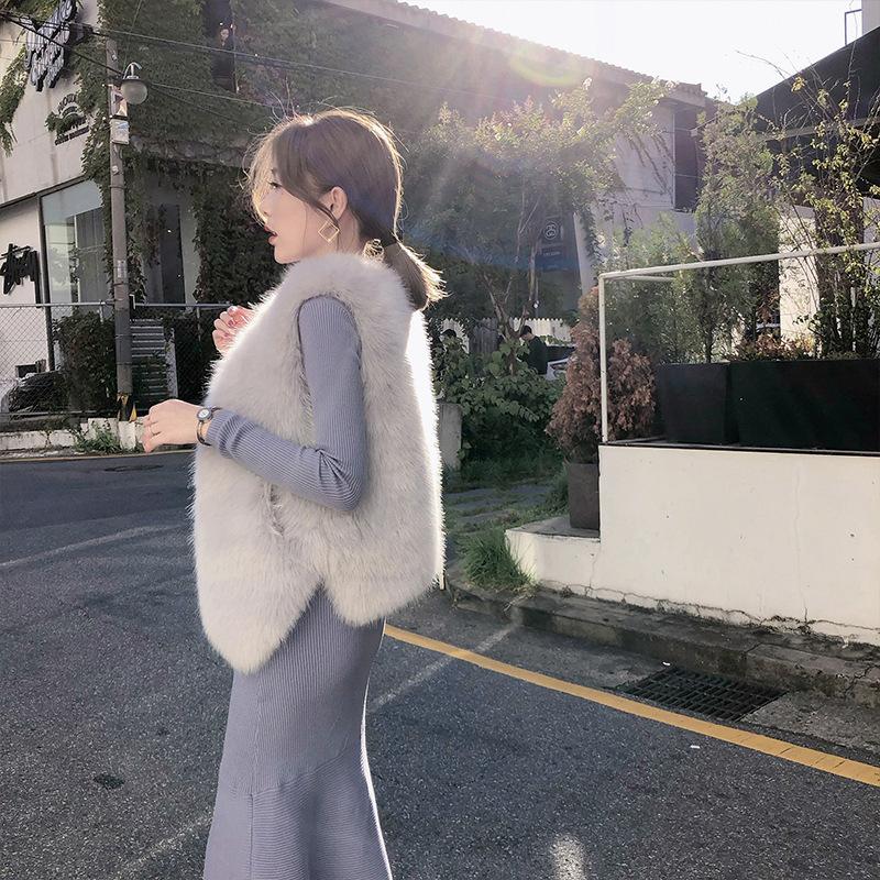 Haining fur vest women's new autumn and winter Korean version mink fur jacket fur integrated imitation fox fur vest