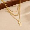 Stainless Steel Multi Layer Cross Pendant Necklace For Women Girl Fashion New Trendy Jewelry Accessory Gift Party Glamorous