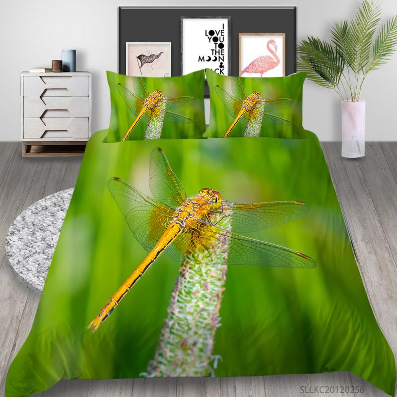 Vânzare caldă imprimare cu libelule, textile pentru acasă, așternut, costum, insecte, nou moda, microfibră, lavabilă, huse de pilotă