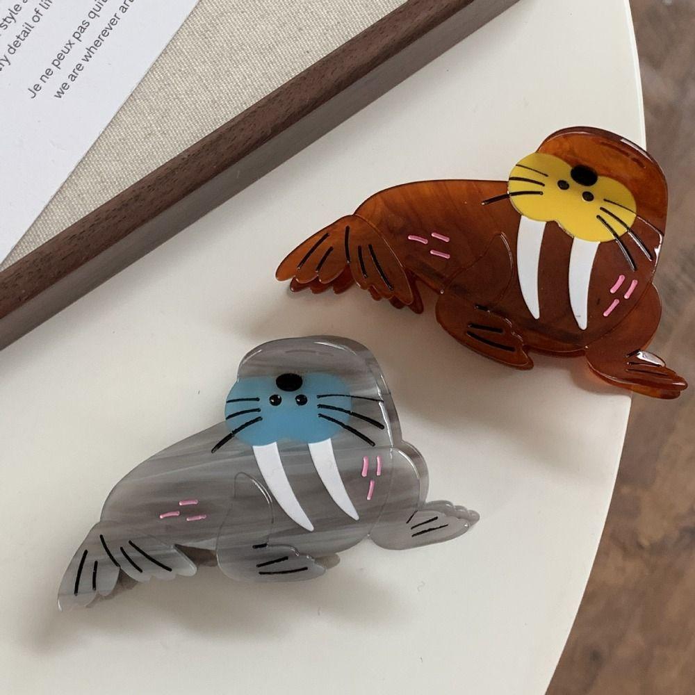 Korean Style Headwear Sea Lion Hair Claw Acetic Acid Geometry Shark Clip  Travel