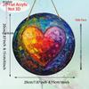  Acrylic Vintage Rainbow Heart Suncatcher in a 2D Flat Design, Ideal for Decorating Walls. This Round Sign Is Perfect for Window Sills, Porches 