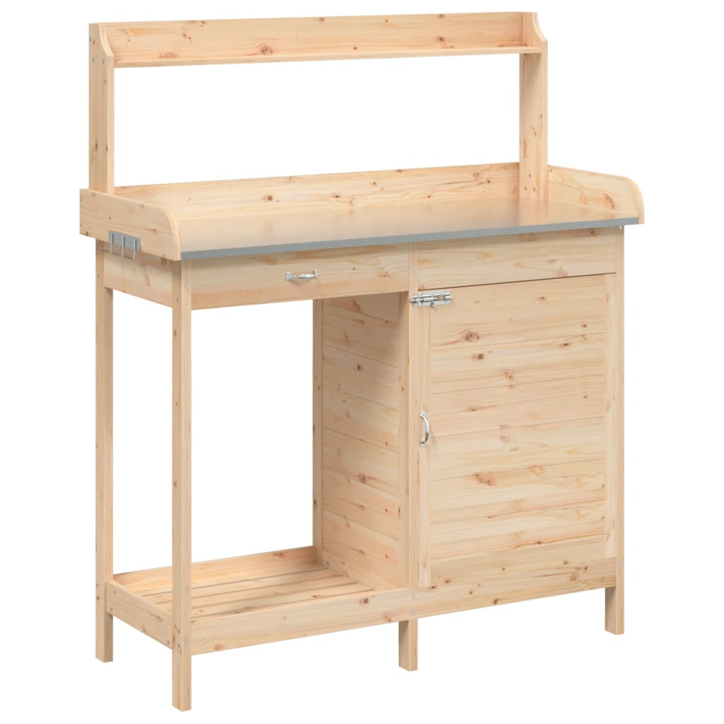 Plant Table with Cabinet 110.5 x 45 x 124.5 cm Solid Spruce Wood