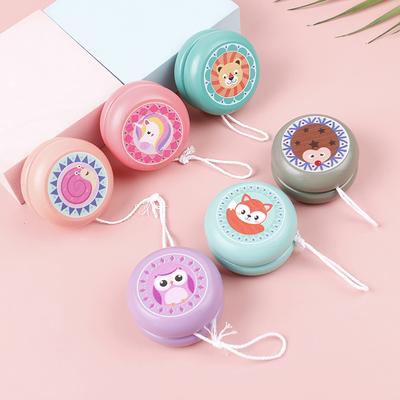 צעצועי יויו מעץ הדפסי בעלי חיים קיד יויו כדור צעצועי קיד יויו עץ לילדים