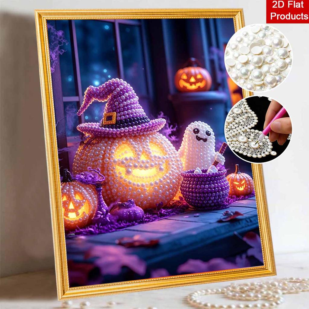 Halloween pumpkin pearl painting handmade diy art pearl home decoration painting