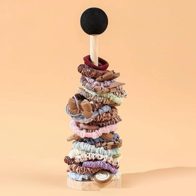 Unique Kids Hair Accessories Storage Stand Wood Display Holder Wood Texture Suitable for Hair Ties Elastics and Jewelry
