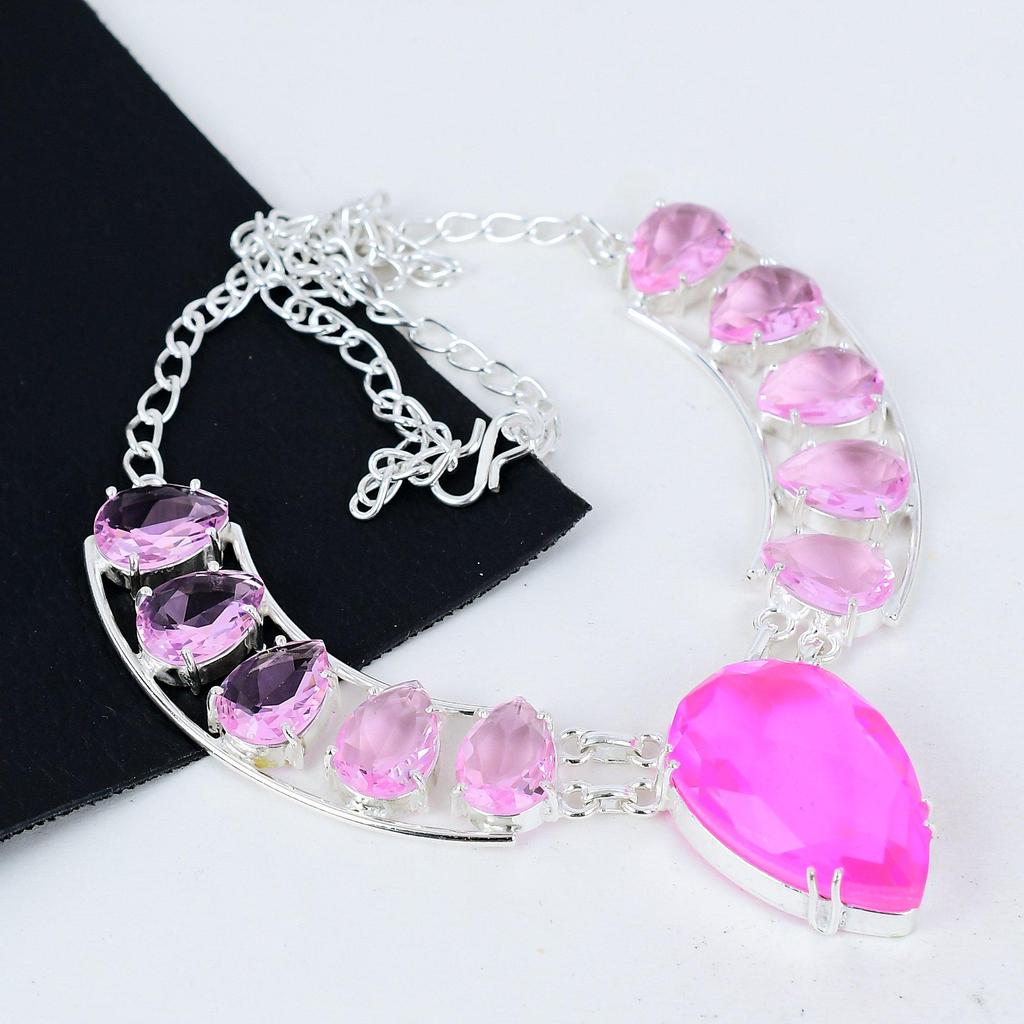 Colier delicat din argint 925, cu piatră prețioasă roz Kunzit, lucrat manual, electroformat, pandantiv unisex din argint Kunzit pentru soție, cadouri de aniversare