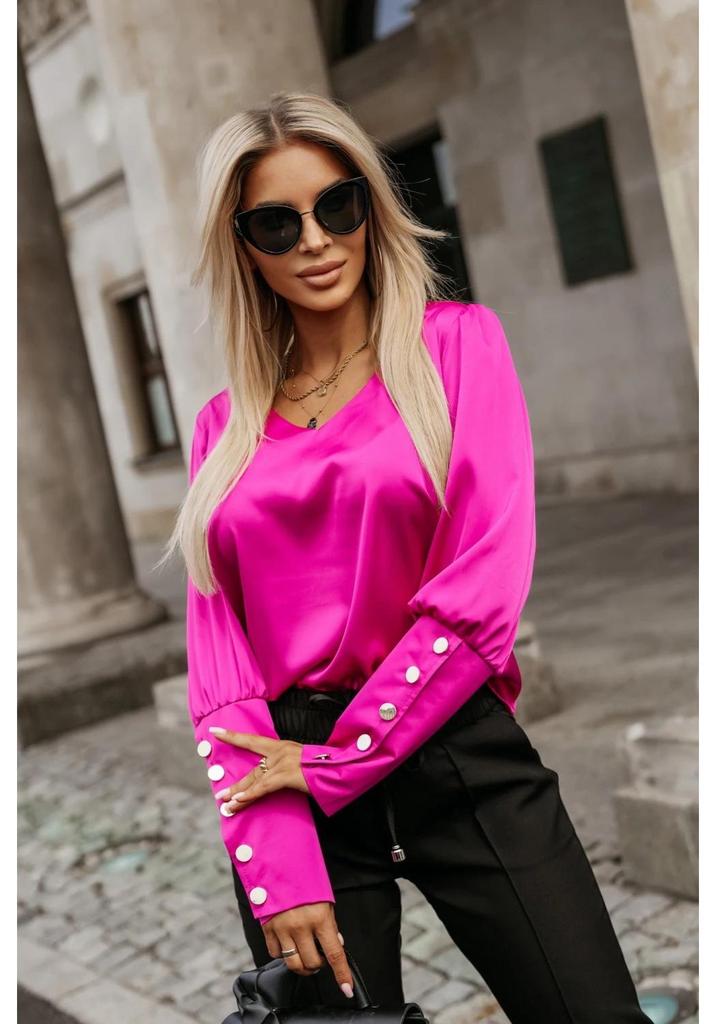 2024 Autumn Fashion Women's V-Neck Long Sleeve Button-Down Solid Color Top