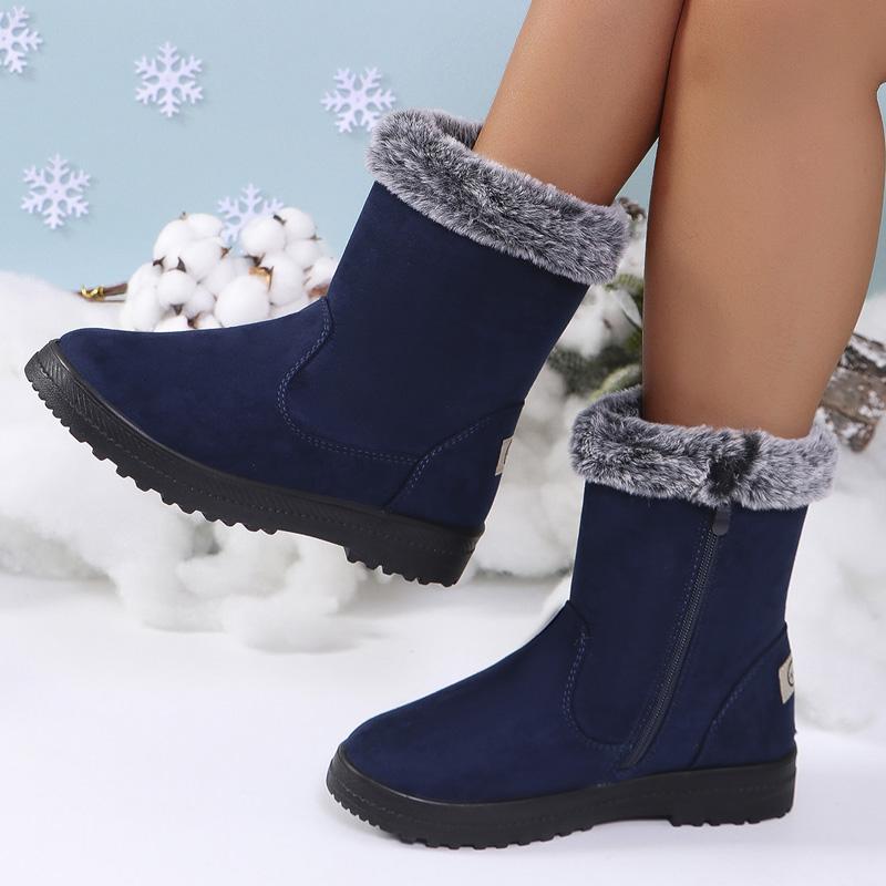 Fashion Women Boots Snow Casual Boots Ladies Waterproof Ladies Shoes Zipper Shoes For Women Plush Flat Winter Female Booties Botas Mujer
