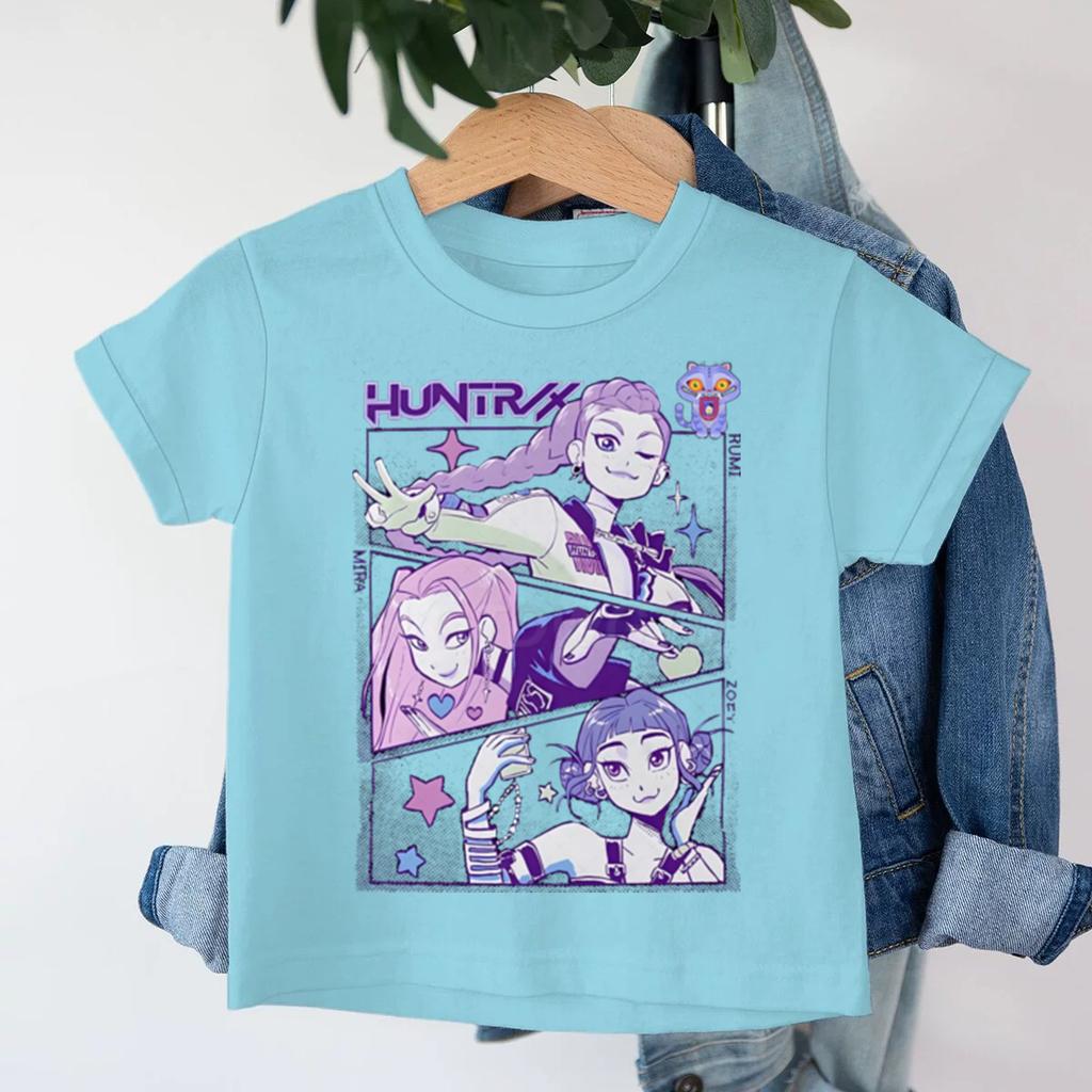 Girls Boys Clothes KPop Demon Hunters T-Shirt Cartoon Print Kids Harajuku Tees 2025 Movie Fans Gift Cotton Summer Tshirt Tops