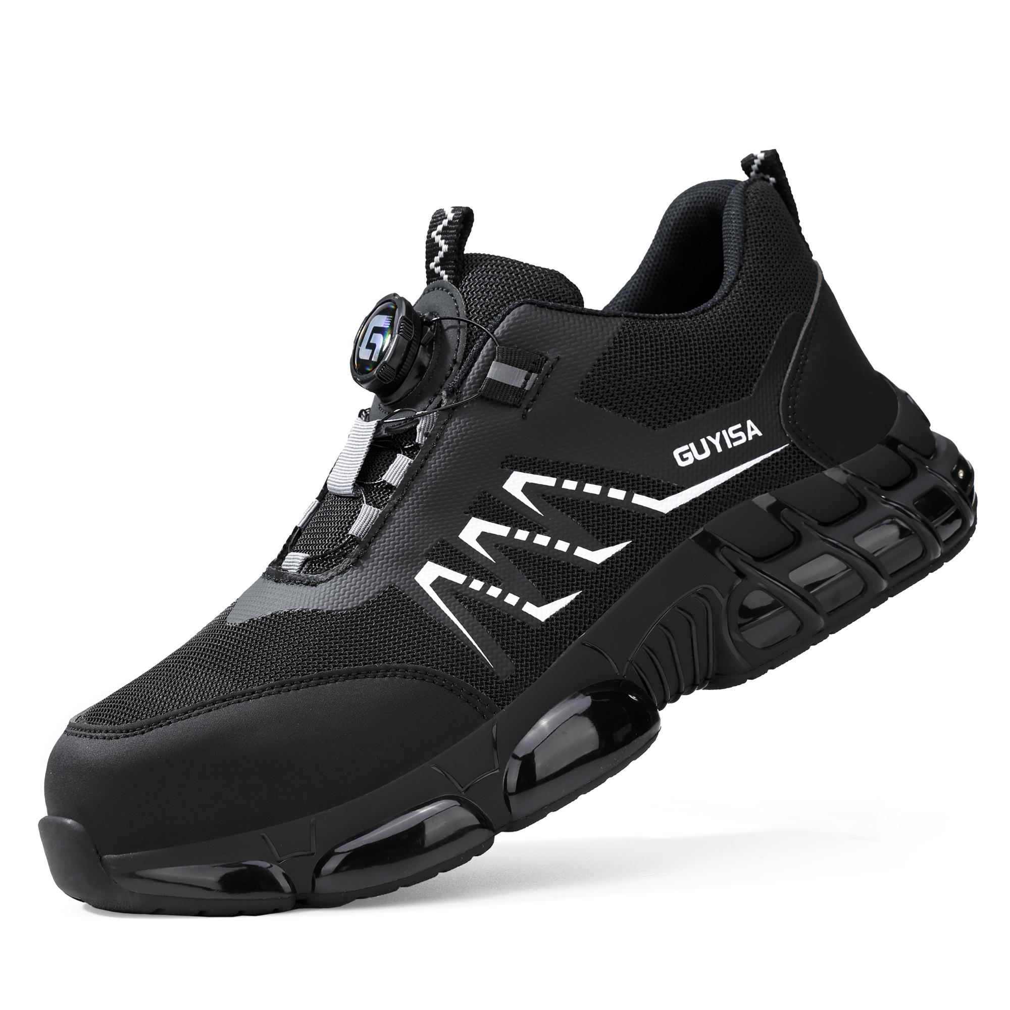 

Fashion Rotating Button Safety Shoes Steel Toe Work Shoes Protective Work Shoes Anti-slip Lightweight Breathable Work Sneakers for Men 40 чёрный