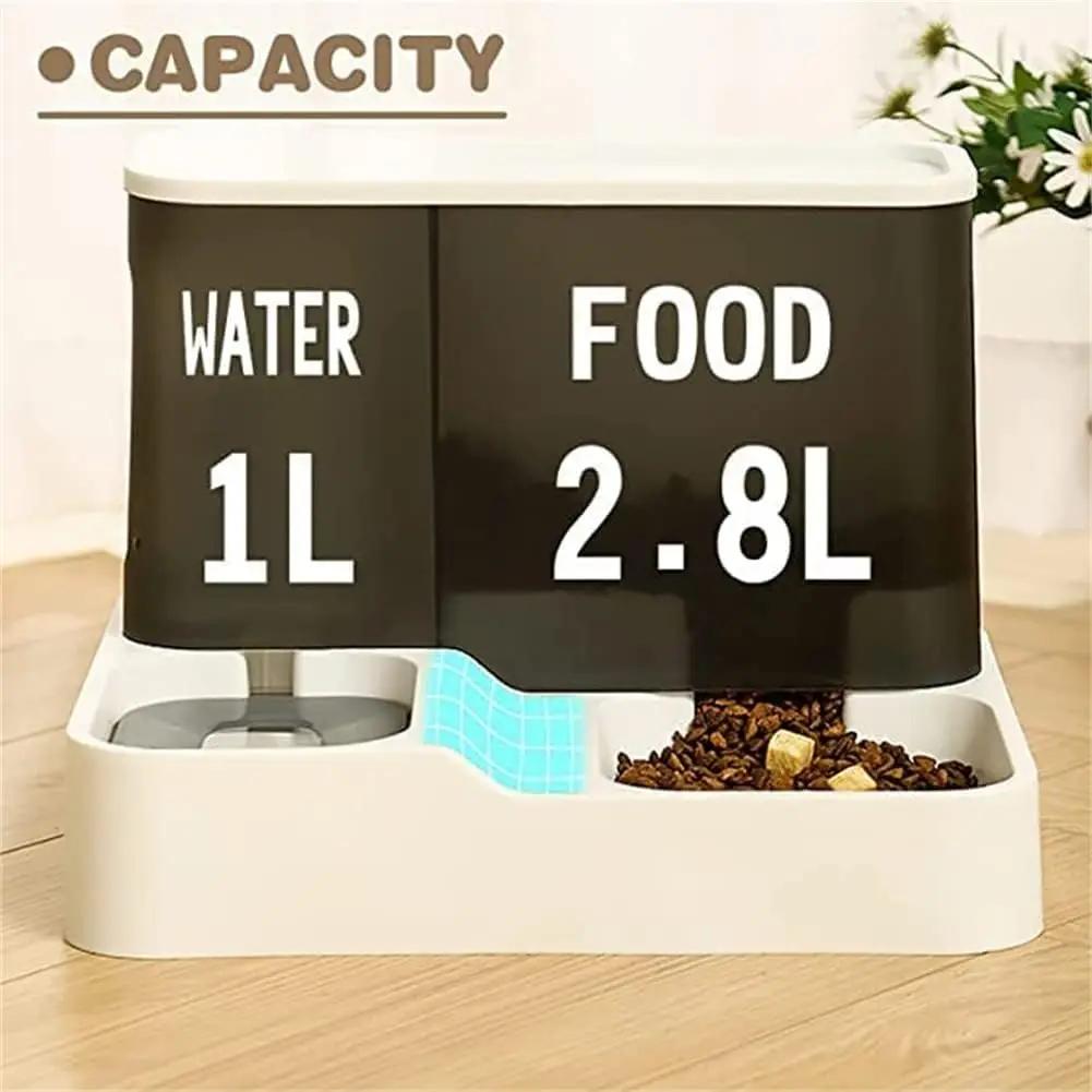 Large Capacity Manual Pet Feeder Dual Chamber Cat Dog Food Container Wet Dry Separation BPA Free Plastic Storage Bowl Waterproof