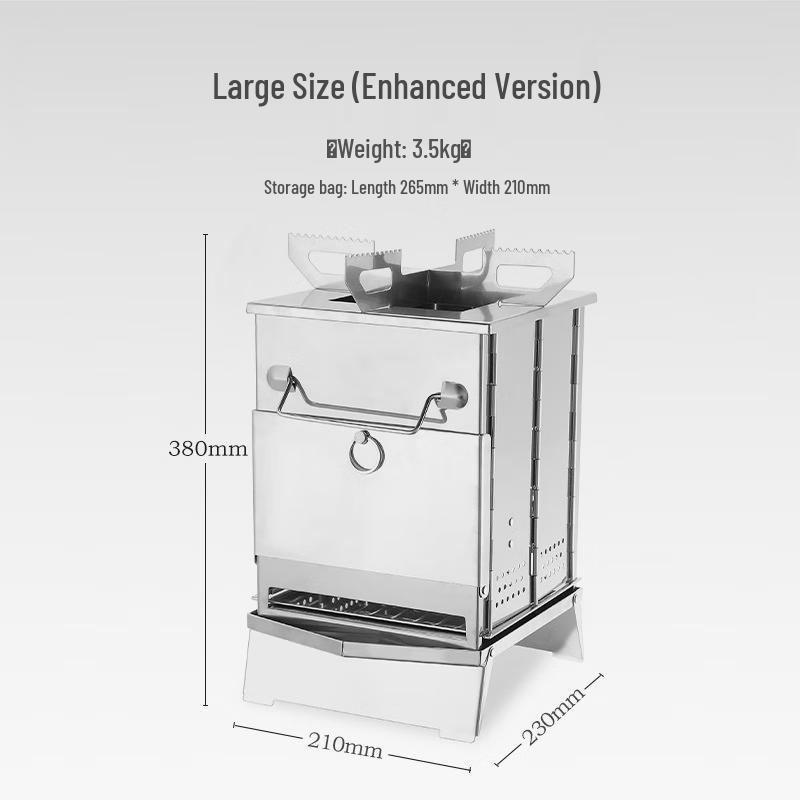 OEING Outdoor Folding Wood Stove & BBQ Grill 210x230x380mm