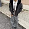 Mens Oversized Hooded Puffer Jacket With Faux Rabbit Fur Trim Warm Winter Cotton-Padded Coat Streetwear Casual Wear
