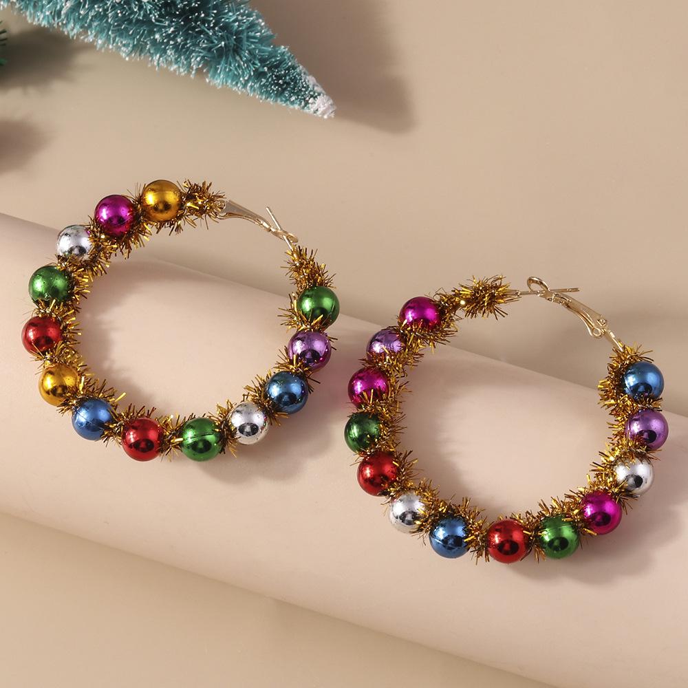 European and American Cartoon Christmas Earrings - Cute Funny Elk, Tree, and Wreath Studs Jewelry