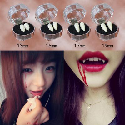 1pair Luminescence Halloween Sharp Dentures Props Costume Props Glue False Teeth Cosplay Party Decor Makeup Auxiliary