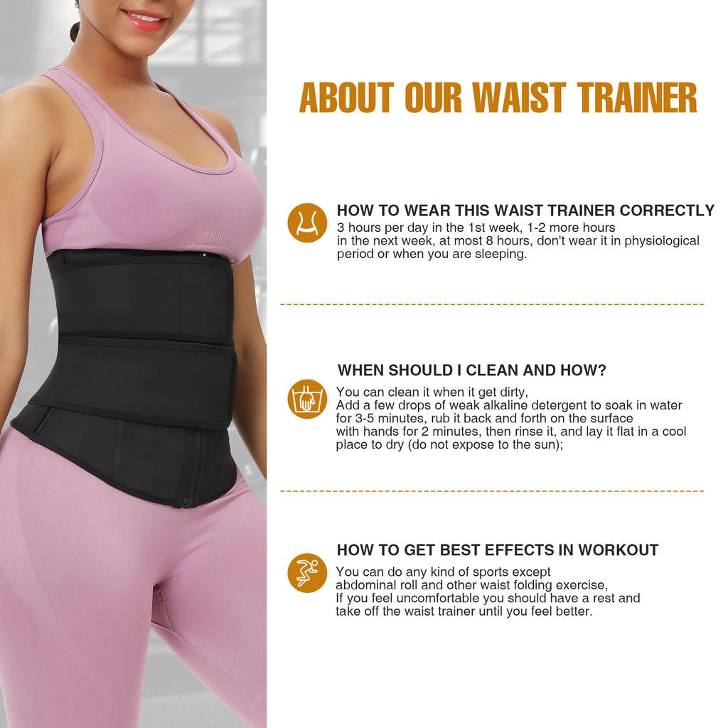 Custom Logo Adjustable Zipper High Compression Tummy Control Double Belt Slim Latex Waist Trainer Shaper for Women