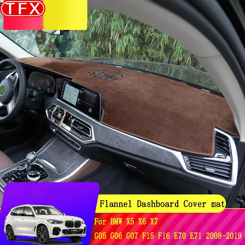 Flannel Anti Slip Anti UV Mat Dashboard Cover Pad Dashmat Carpet For BMW X5 X5M X6 X6M X7 G05 G06 G07 F15 F16 E70 E71 F85 F86