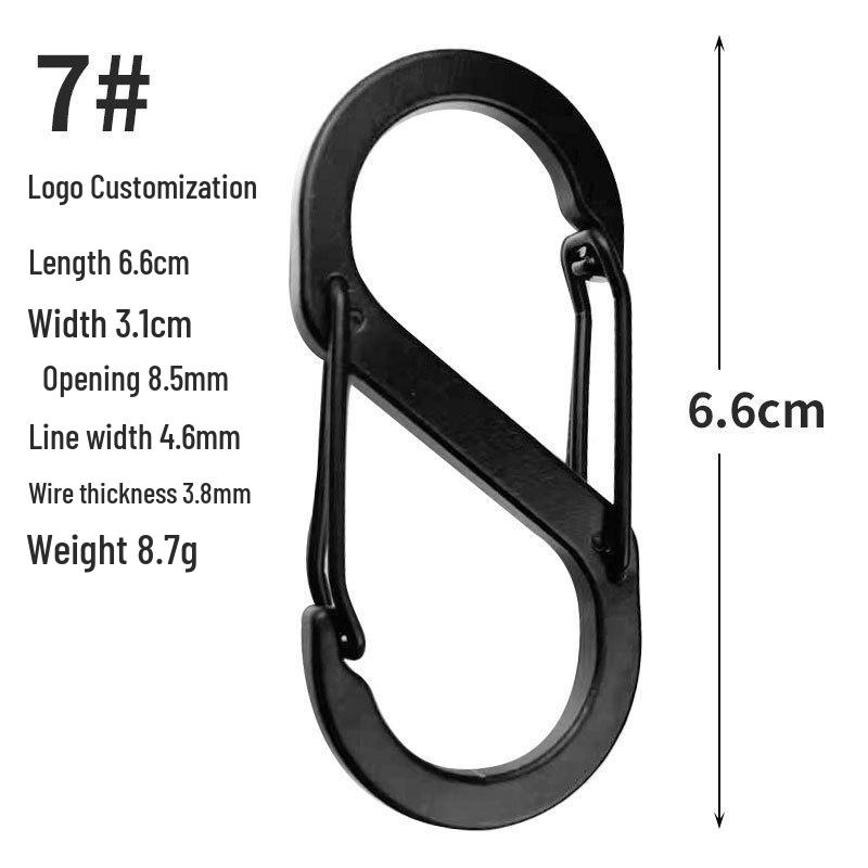 D-Shaped Black Aluminum Carabiner Bluetooth Earphone Case Hook Keychain Ornament