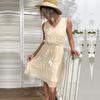 New summer solid color dress ruffle edge jacquard chiffon dress