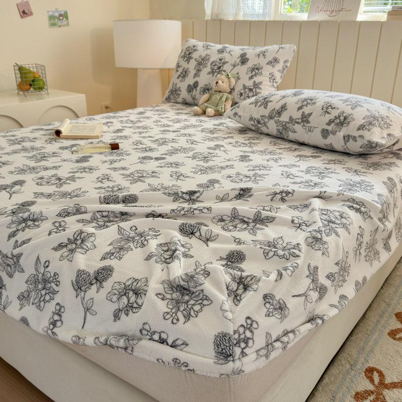 New Winter Milk Velvet Fitted Sheet, Single Piece, Fully Wrapped, Non-slip, Non-shifting Fitted Sheet, Washable and Machine Washable