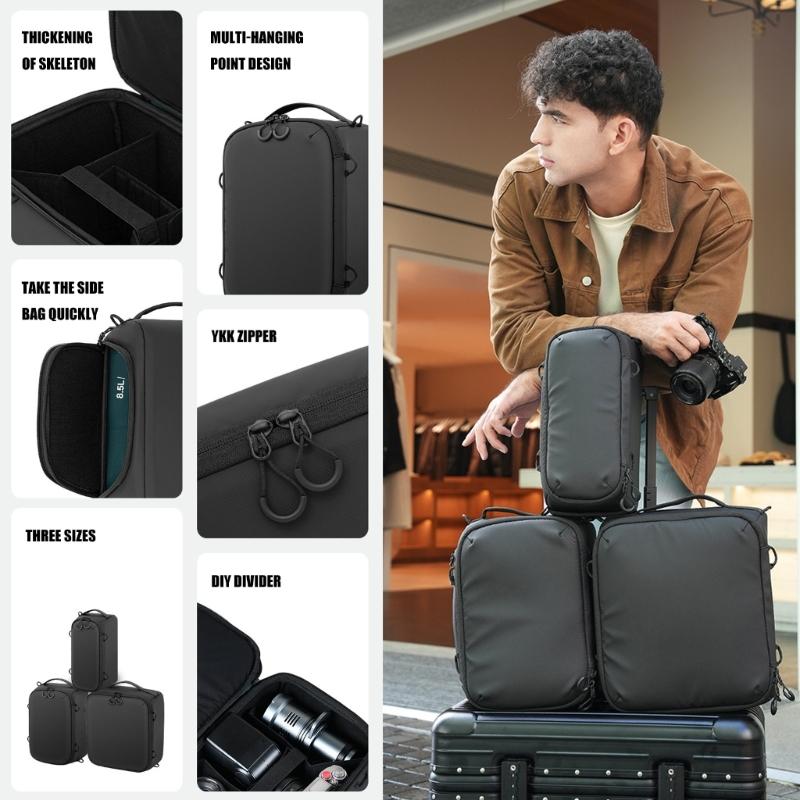 Waterproof DSLR Camera Insert Bag with Adjustable Compartments for Lens Protections Storage Pockets for Photographers