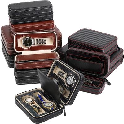 New Travel Dustproof Embedded Watch Box Zipper Portable PU Leather Storage Case Watch Display Box For Trips And Gifts