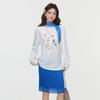 White versatile basic printed crew neck long-sleeved T-shirt spring new bottoming shirt inner 