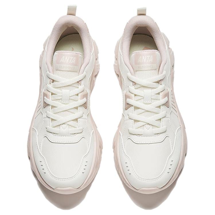 Anta Cushioning Slip Resistant Low Top Running Shoes Women's White Gray 922345571-7