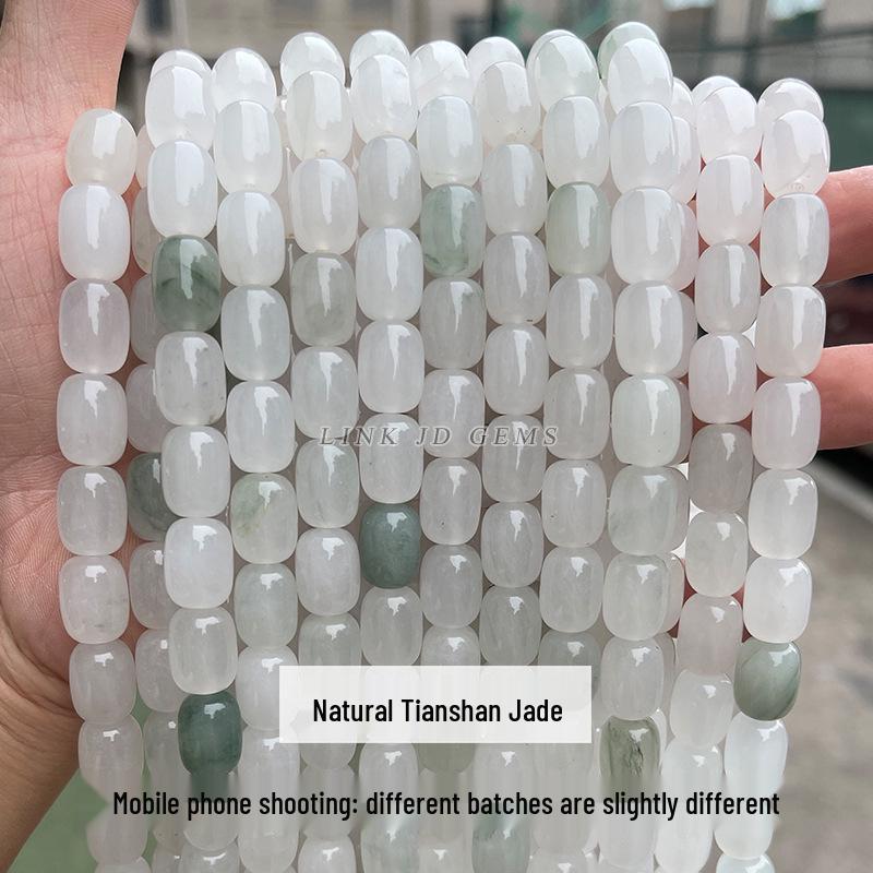 8/10mm Natural Tianshan Jade Old Shape Beads - Ice Jade Stone Apple Beads for DIY Jewelry