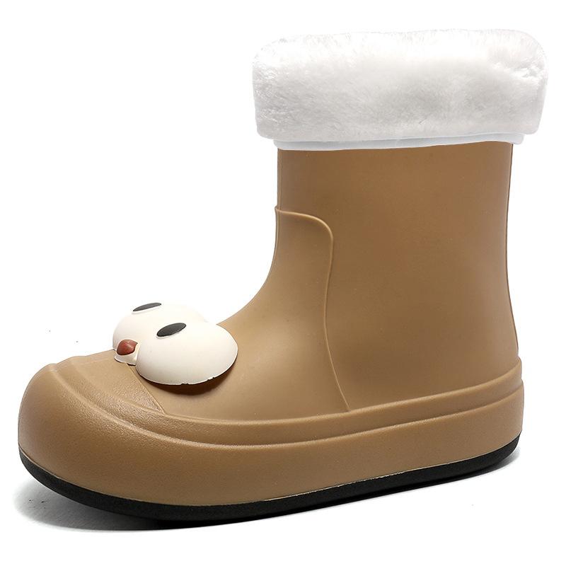 Stylish and cute women's medium tube rain shoes Cartoon rain boots Medium tube water boots Adult four-season warm and waterproof shoes for work wear